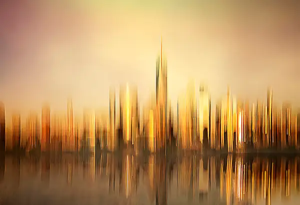 NYC Skyline at Sunset by Roxanne Bouché Overton