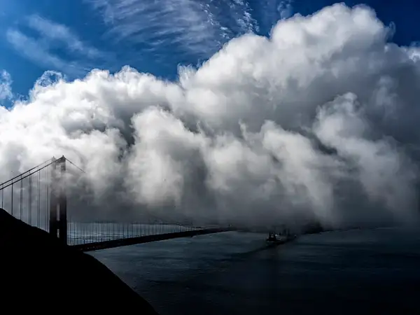 Golden Gate in Fog by Roxanne Bouché Overton