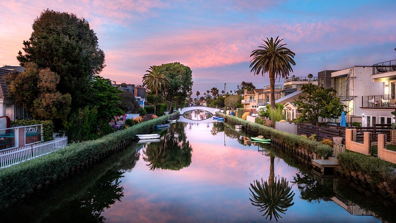 Venice Beach Canals - Pink Reflections