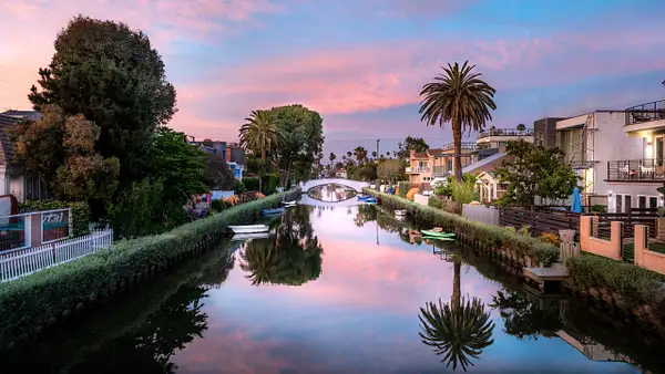 Venice Beach Canals - Pink Reflections by DEE POTTER