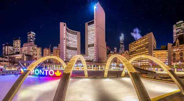 Toronto City Hall Starry Night by DEE POTTER