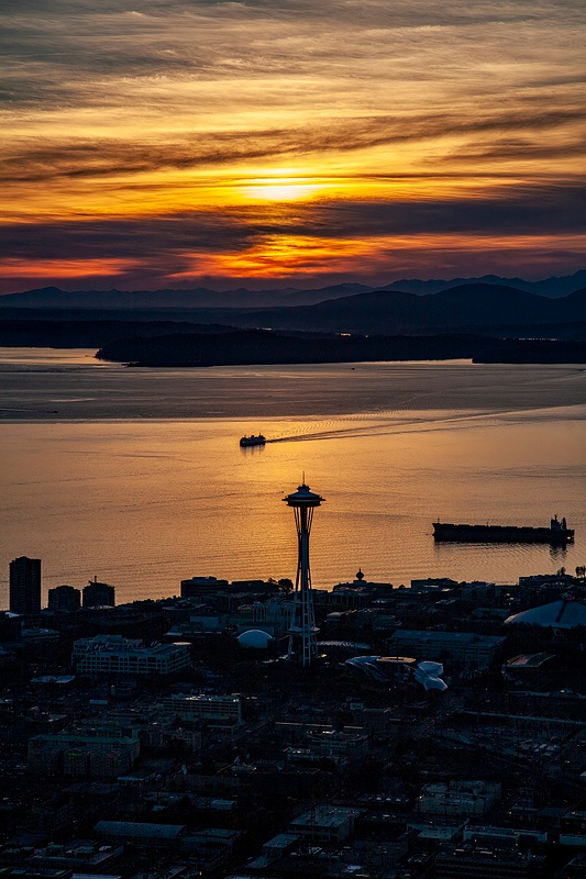 Seattle Sunset with Space Needle & Ferry24x36