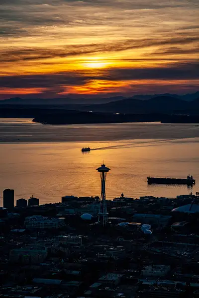 Seattle Sunset with Space Needle & Ferry24x36 by...