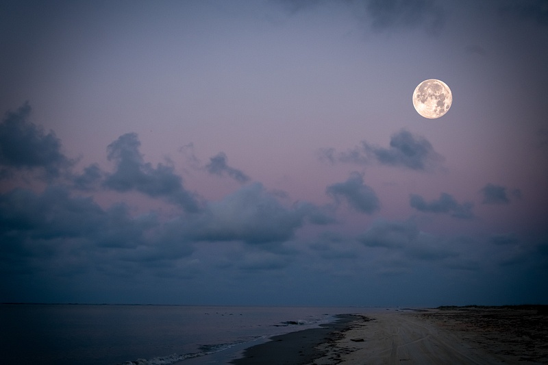 Moon Over Shoreline/Coastline