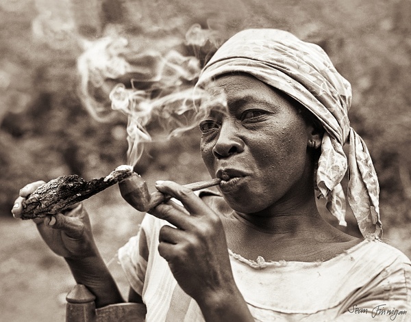 Ma Tante smoking her pipe - Haiti in the 1970s - Sean Finnigan Photo 