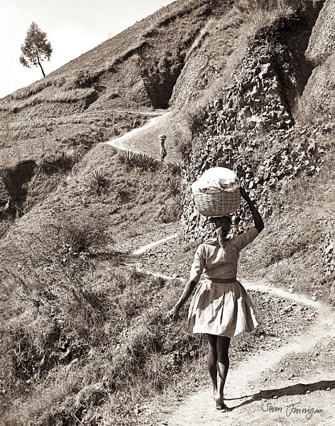 Marchande on a mountain trail - Haiti in the 1970s - Sean Finnigan Photo