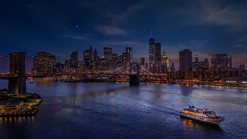 Lower Manhattan Brooklyn Bridge (Night)