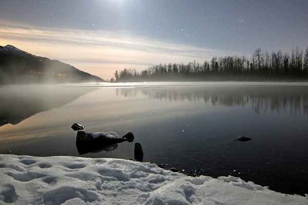 nighttime stars and moon taken in Knik River valley Anchorage - Aurora - Graham Reichardt 