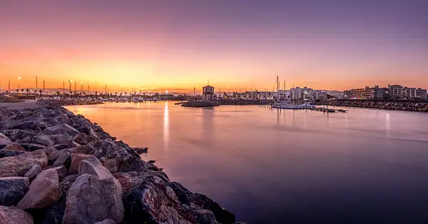 Sunset harbor Le Barcares by photosam