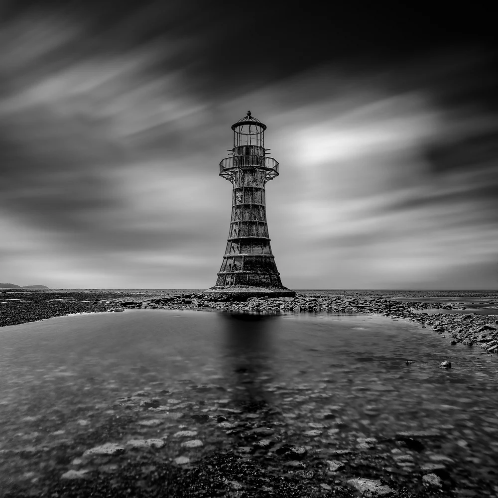 Long exposure shot of Whiteford Lighthouse