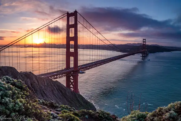 Dreamy San Francisco Golden Gate Sunrise by Glenn Klevens