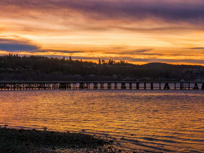 Sunset - Looking West Towards Anacortes over the Shell Causeway