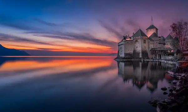 Chateau de Chillon Sunset by Marko Klavs