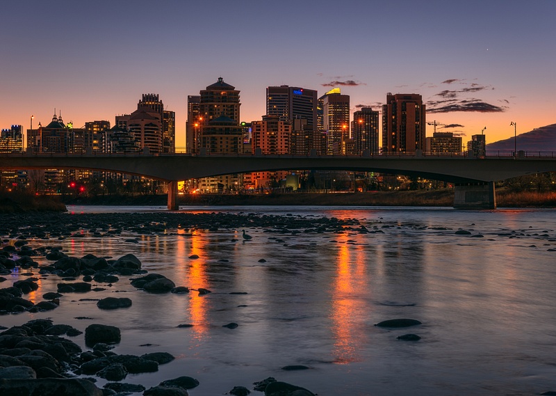 Sunrise City of Calgary-Bow River-Alberta Canada