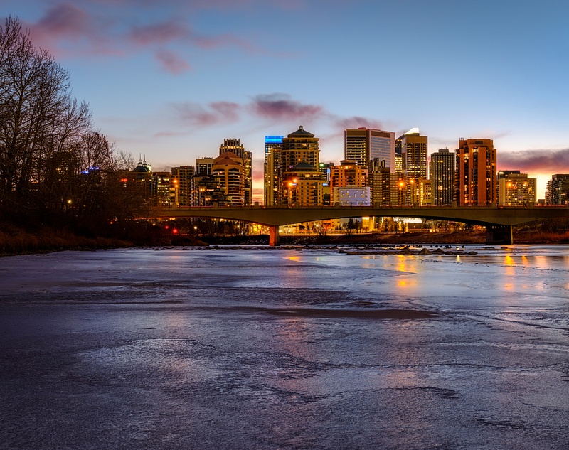 Sunrise-Calgary-Bow River-Winter