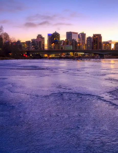 Sunrise-Calgary-Bow River-Winter-1 by Yves Gagnon