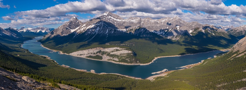 Panoramic view of Spray Lakes Reservoir, Canmore, Alberta, Canada