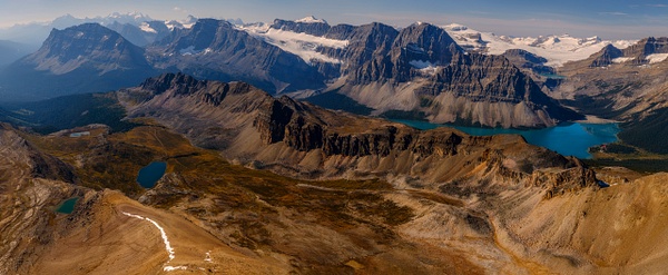 Panoramic View Bow Lake, Crowfoot Glacier, Bow Glacier, Banff National Park - Panoramic - Yves Gagnon Photography  