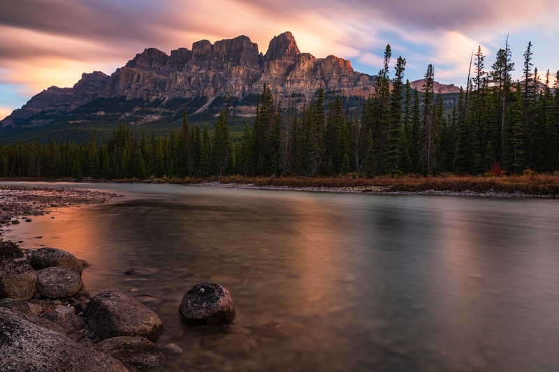 Sunrise, Fall Colors, Castle Mountain, Canadian Rockies,  Banff, Alberta, Canada 2