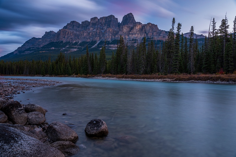 A Bust of Red, Sunrise, Fall Colors, Castle Mountain, Canadian Rockies,  Banff, Alberta, Canada 2