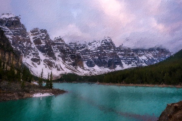 Abstract Painting, Moraine Lake Stormy Sunset, Banff National Park, Alberta, Canada - Abstract Artwork - Yves Gagnon Photography
