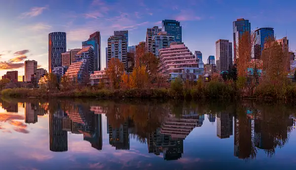 Panorama City of Calgary Glowing Sunrise by Yves Gagnon