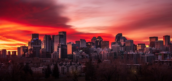 Red Sky over the City of Calgary, Remembrance Day_ - City of Calgary - Yves Gagnon Photography  
