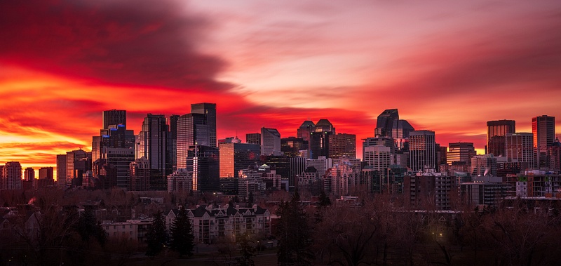 Red Sky over the City of Calgary, Remembrance Day_