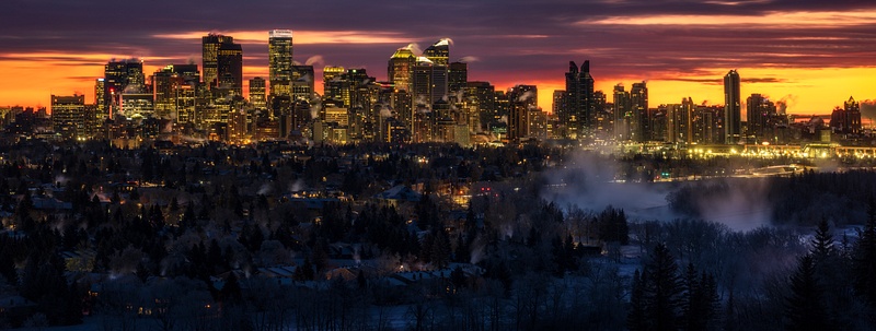 Freezing Panoramic View City of Calgary December 2021