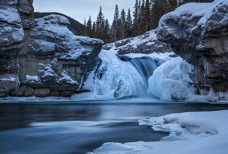 Elbow Falls Winter Scene, Bragg Creek, Alberta, Canada
