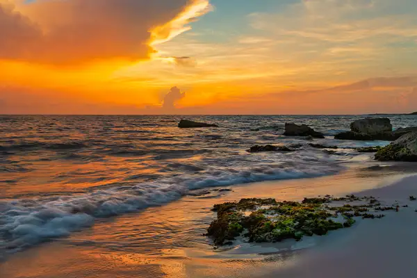 Orange Sunrise Cancun Mexico by Yves Gagnon
