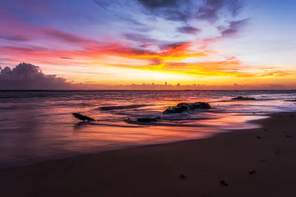 Beach Red Sunrise Dominican Republic by Yves Gagnon