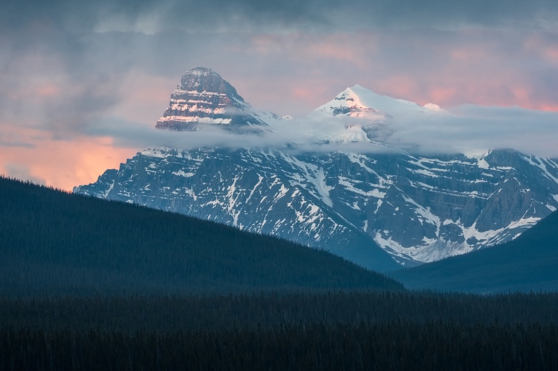 Sunrise Canadian Rockies, Pink Skies and Early Morning  Fog