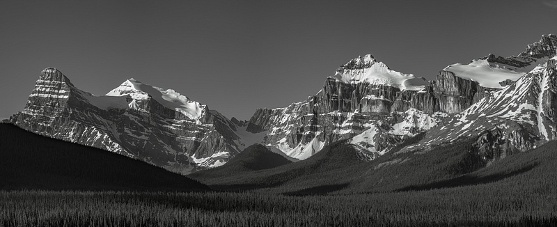 Panoramic View Canadian Rockies, B&W