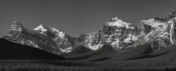 Panoramic View Canadian Rockies, B&W by Yves Gagnon