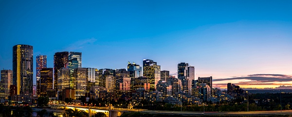 City of Calgary Skyline Sunset - Panoramic - Yves Gagnon Photography 