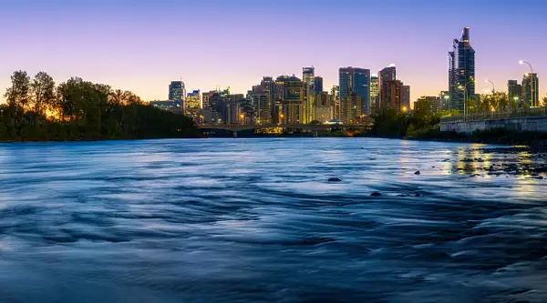 Panoramic view downtown CAlgary frm the Bow River by...