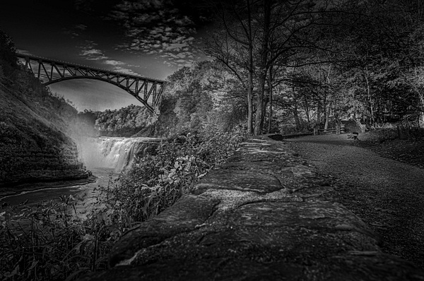 Letchworth High Falls (US1742) - Black_White_Portfolio - Bella Mondo Images