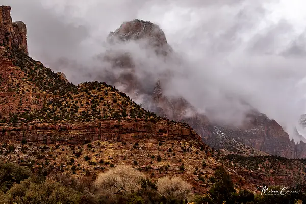 Zion NP Misty Mountains by Melanie Cullen