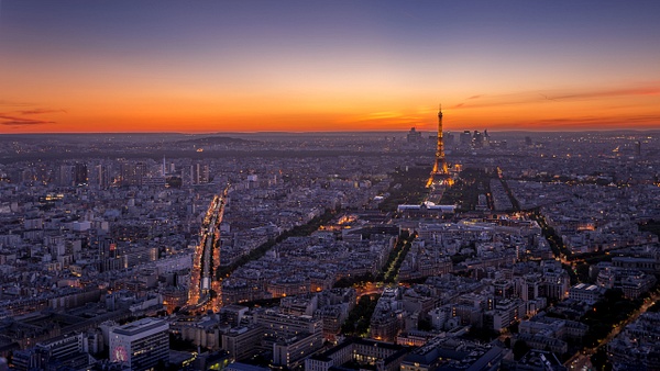 Paris-View of Eiffel Tower from top of Mont Parnasse Tower - Travel - Guy Riendeau Photography