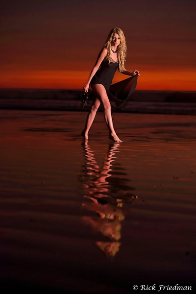 Blond model on the beach at sunset in Costa Rica by Rick Friedman - Rick Friedman Photography