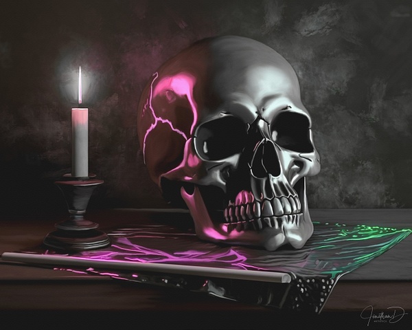 Skull w Candle Painting@1.5x - JonathanDPhotography