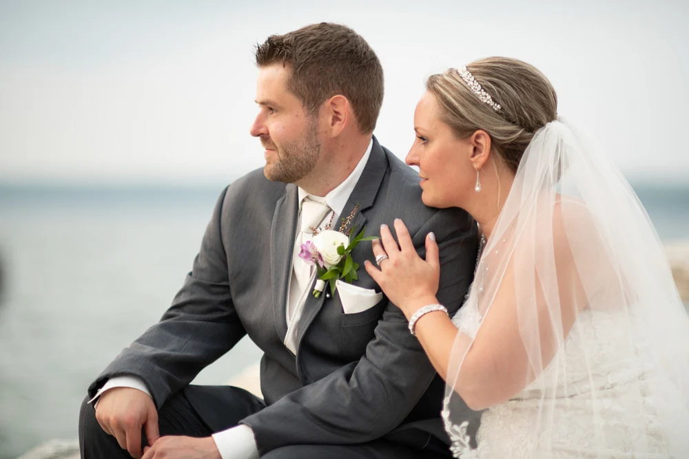 Romantic Waterfront Wedding Portrait in Door County