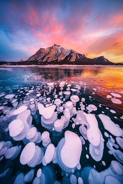 Frozen-methane-bubbles-4,-Abraham-Lake,-Alberta,-Canada - IAN PLANT 