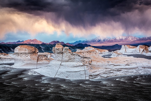 Sunset-storm-over-pumice-stone-field-and-mountains-4,-Argentina - IAN PLANT