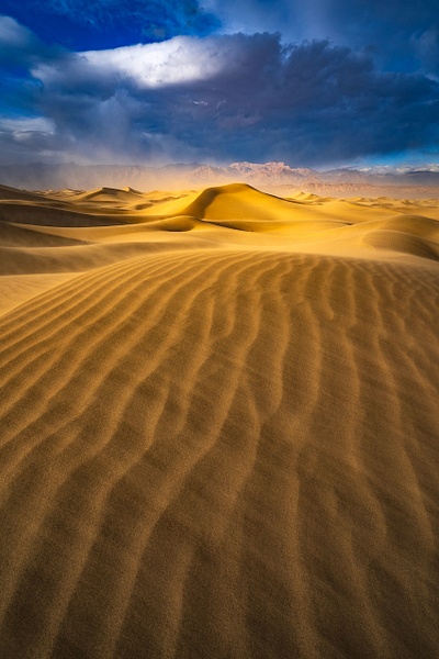 Blowing-sand-at-sunset-19,-Mesquite-Flat-Dunes,-Death-Valley,-California,-USA - IAN PLANT 