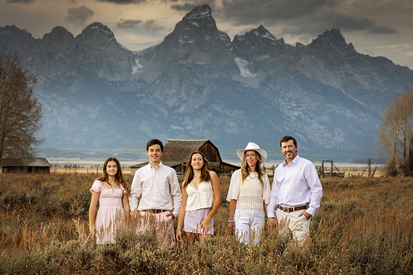 Family portrait at Mormon row dresses in pastels - Flo McCall Photography