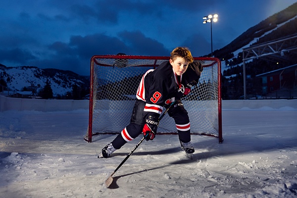 Outside ice hockey portrait - Flo McCall Photography