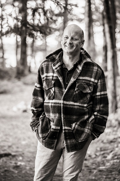 B&amp;W portrait of man in the woods - Flo McCall Photography 