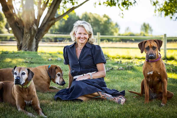 woman with 3 dogs - Flo McCall Photography 
